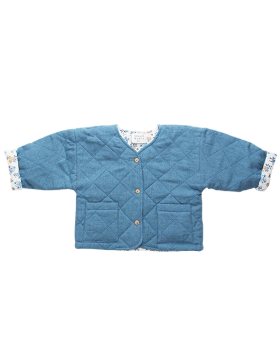 [NELLIE QUATS] TWISTER JACKET_CORNFLOWER BLUE LINED WITH EDITH ROSE LIBERTY PRINT COTTONTTON