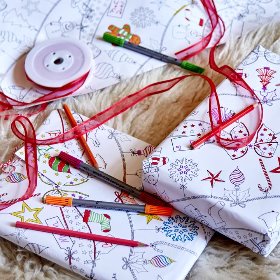 colour in Christmas wrapping paper (3 sheets)