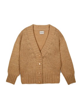 [AW22 MIPOUNET] OVERSIZED WOOL KNIT CARDIGAN - BROWN