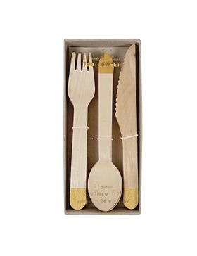[메리메리] Wooden Cutlery Set - Gold(8set)