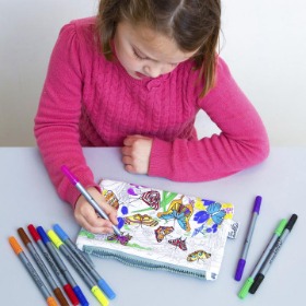 butterfly pencil case - colour in &amp; learn