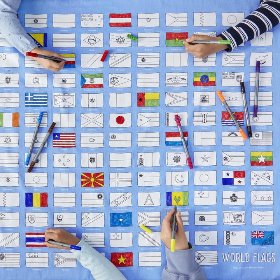 world flags tablecloth – colour &amp; learn