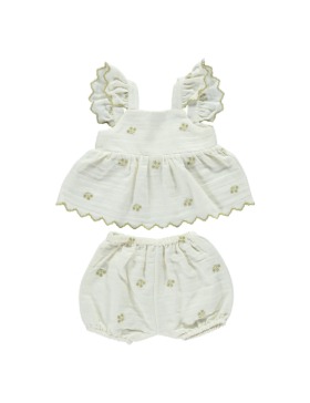 [BEBE ORGANIC] OLIVIA BABY SET - EMBROIDERED FLORAL
