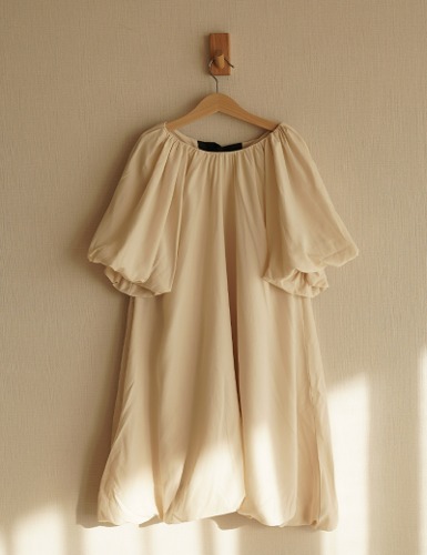 [SS23 MF #33]puff sleeve dress_beige 85cm-135cm